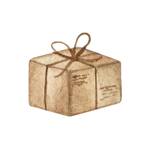 watercolor brown gift box