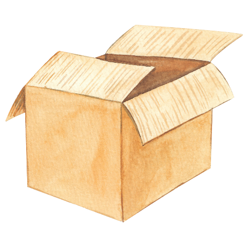 watercolor cardboard shipping box